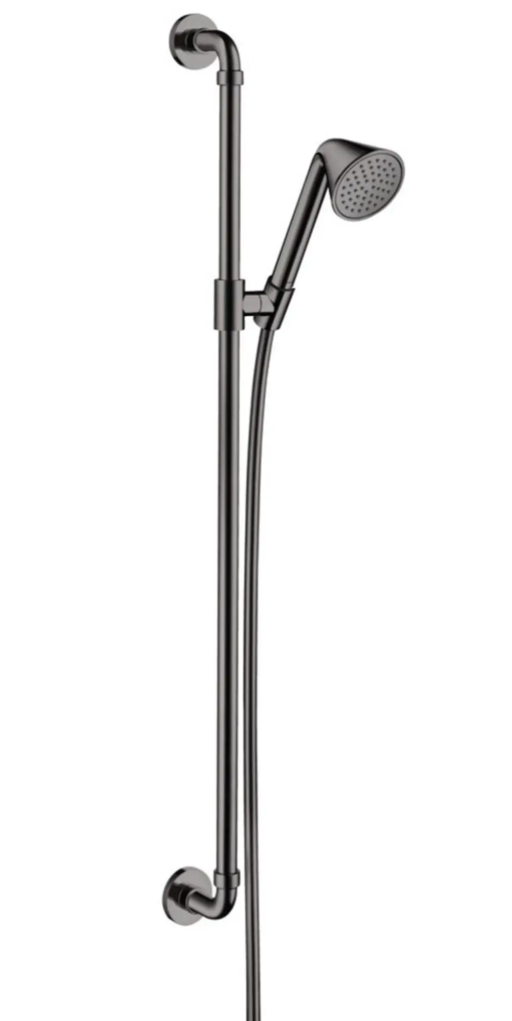 Handbrause mit Halterung und Leitungen, in schwarz verchromter Oberfläche, von AXOR. Duschelement mit modernem Design für die Badezimmerinstallation.
